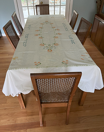 Holiday Tablecloth embroidered by Lillian